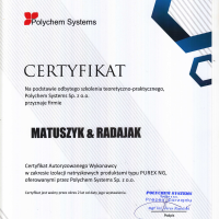 Certyfikat autoryzowanego wykonawcy Polychem Systems